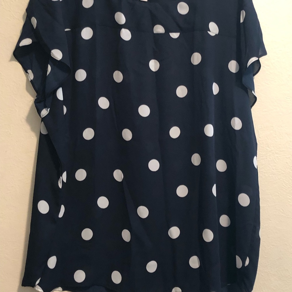 Loft Navy and white polka dot top